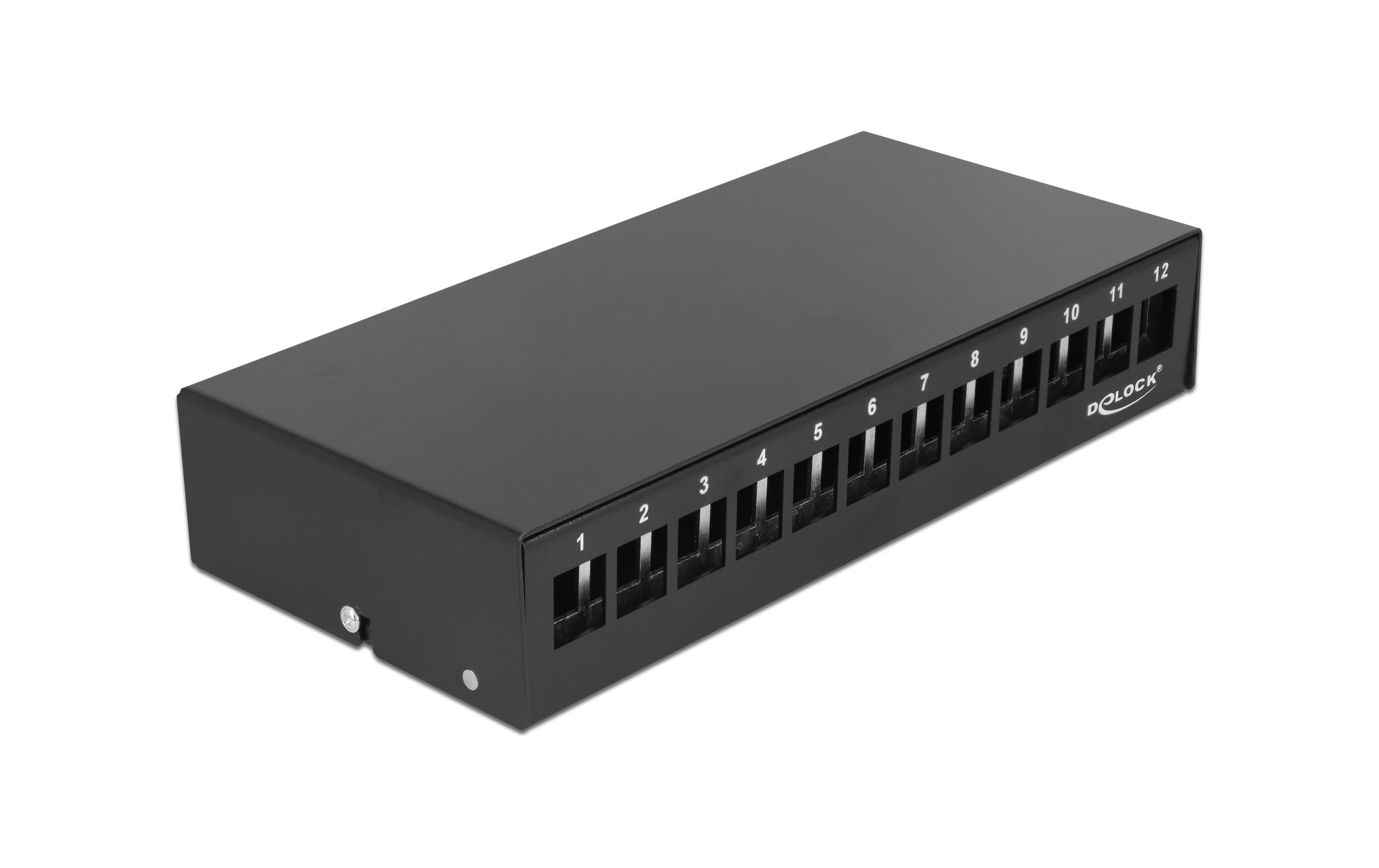 Gehäuse Keystone Patchpanel 12 Port SchwarzDelock Keystone Patchpanel 12 Port schwarz