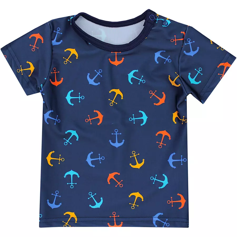 Aquarti Baby Jungen Bade-Set Zweiteiliger Badeanzug T-Shirt Hose blauorange