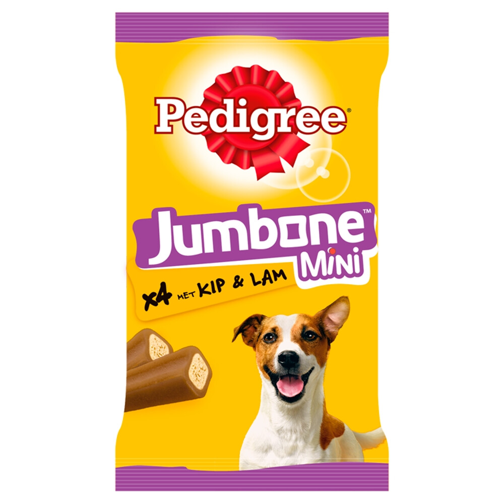 8x Pedigree Jumbstone Hondensnacks Mini Kip & Lam160 gr