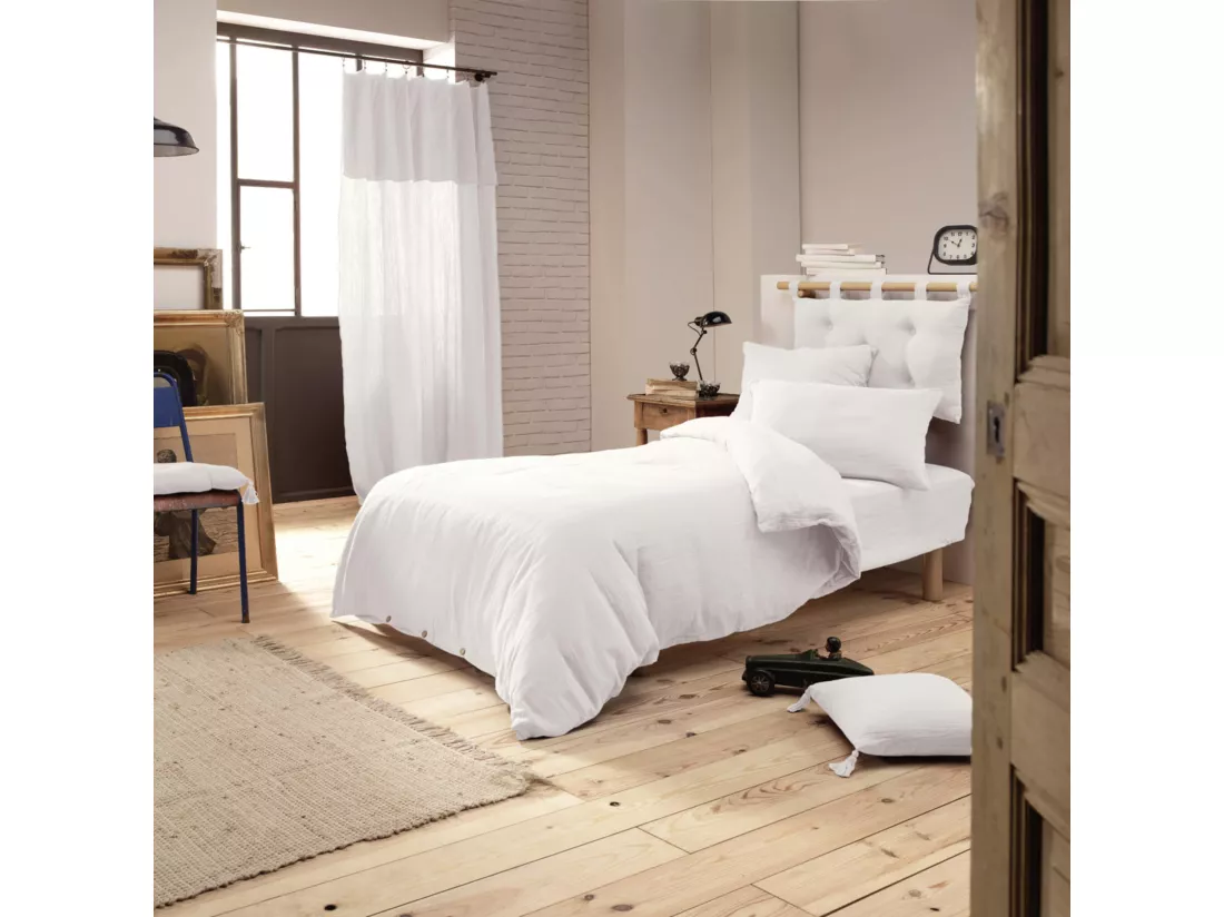 Parure de lit double gaze de coton blanc 260x240 cm