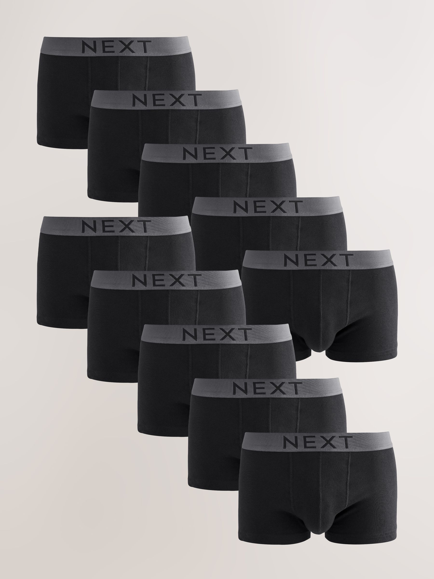 Zwart - Verpakking van 10 - Hipster boxershorts van 100% katoen