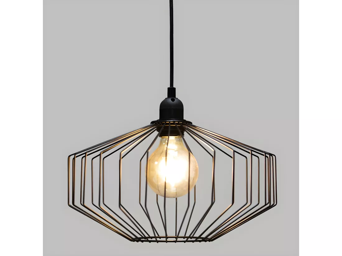 Luminaire Suspension en Métal filaire Noir D 30.5 cm
