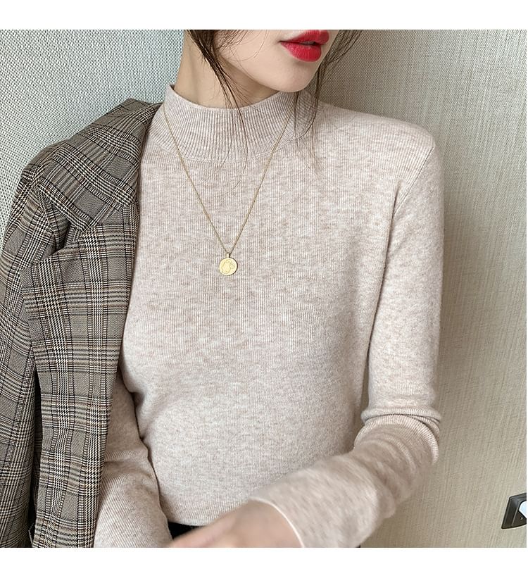 Maido - Lange mouwen, getailleerd, effen, slim fit gebreide top