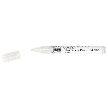 KREUL Glass & Porcelain Pen Chalky, Strichstärke 2 - 4 mm, White Cotton