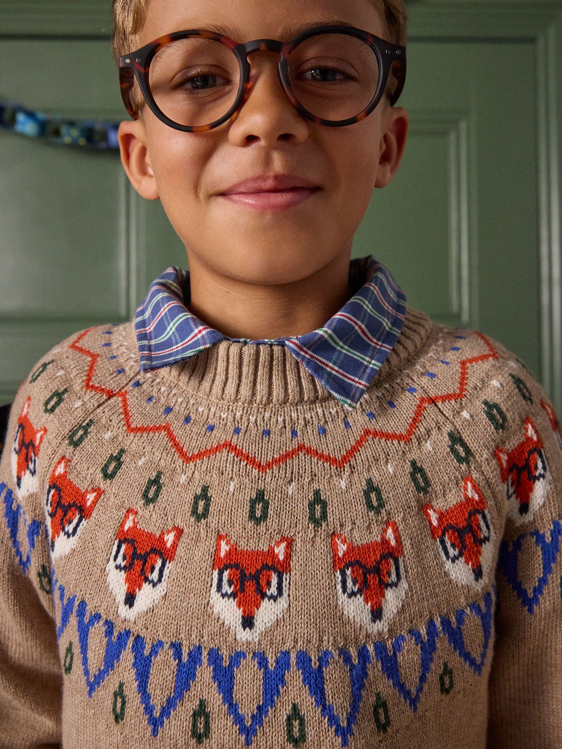 Joules Boys' Fair Isle Jonty Fox Knit Jumper