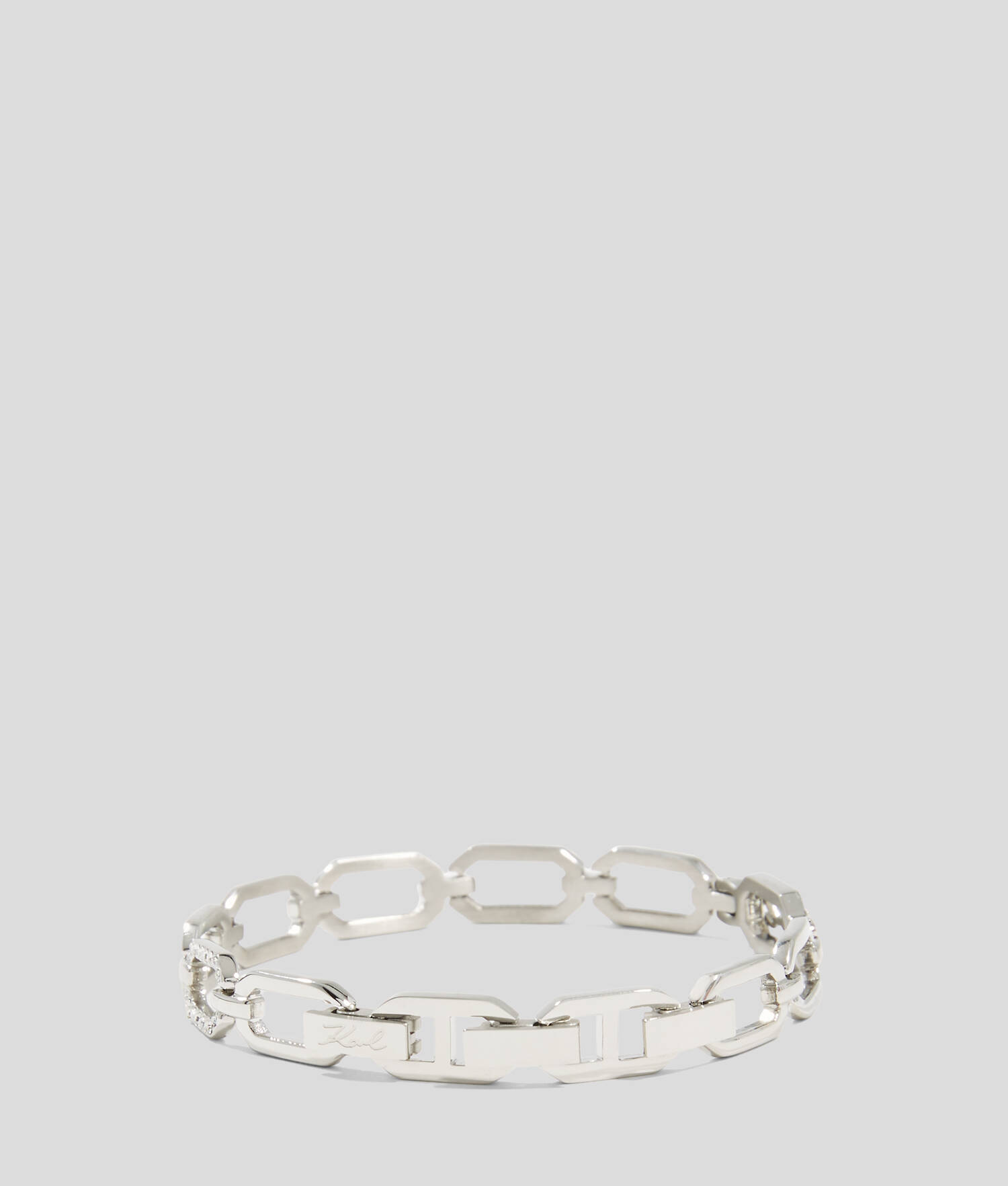 Bracelet chaîne pavé KARL Signature - Argent