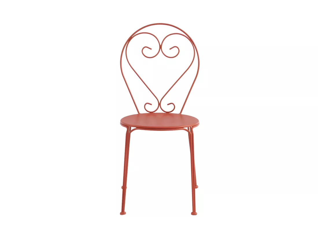 Lot de 4 chaises de jardin empilables en métal façon fer forgé - Terracotta - GUERMANTES de MYLIA