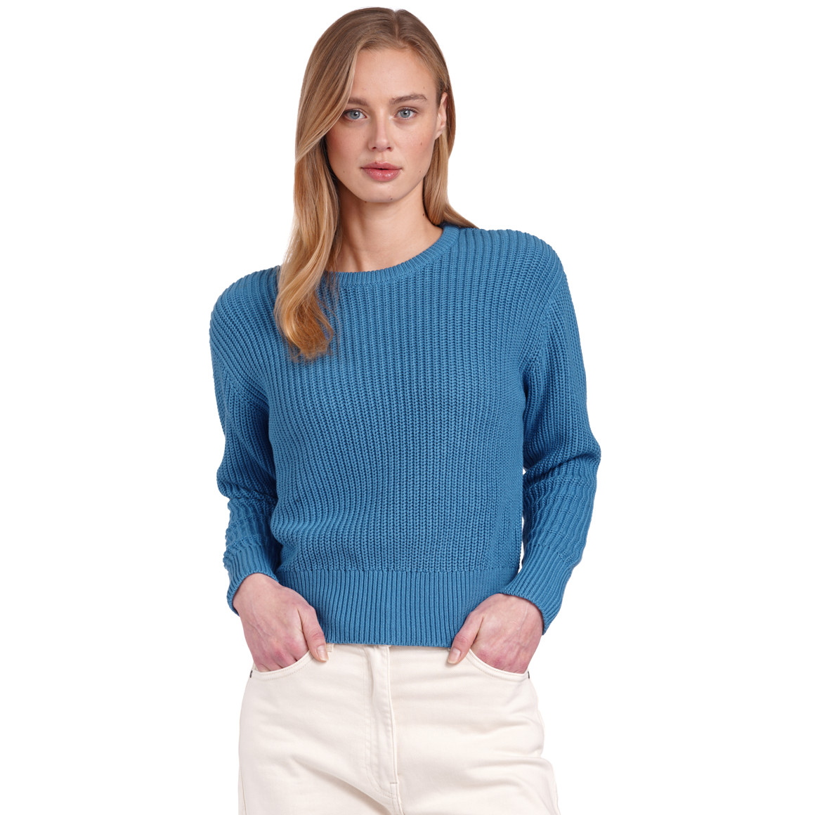 Jonas Nielsen Damen Strickpullover aus Bio-Baumwolle blau