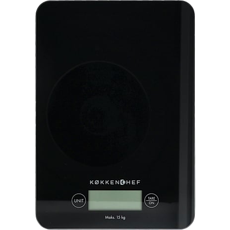 Køkkenchef digital køkkenvægt - sort glas (15 kg)