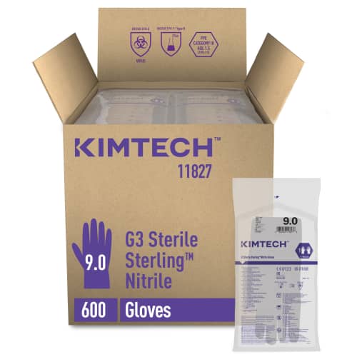 Gant de protection chimique stérile Kimtech Pure G3 Sterling? gris non poudré 30cm