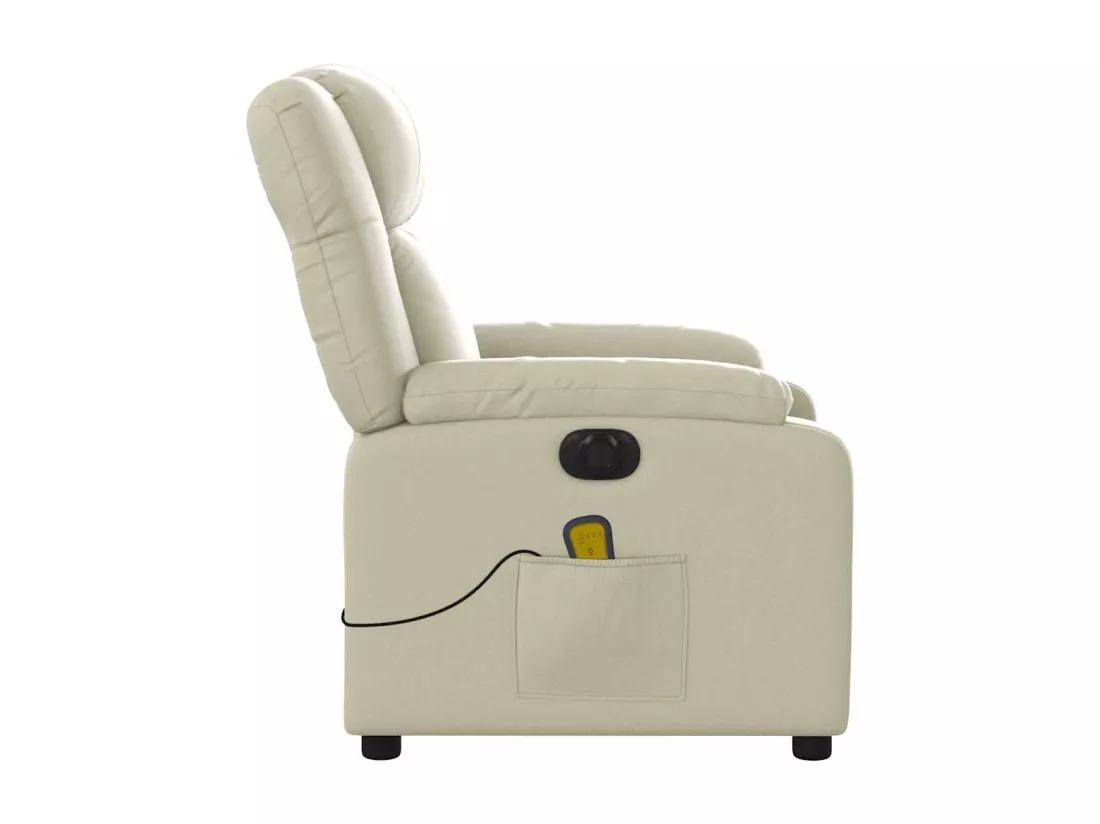 Fauteuil massant inclinable électrique crème similicuir