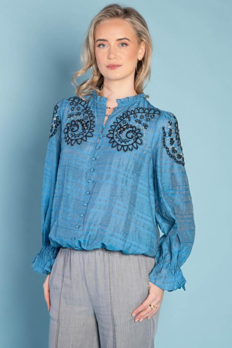 I-coni-K blauwe dames blouse