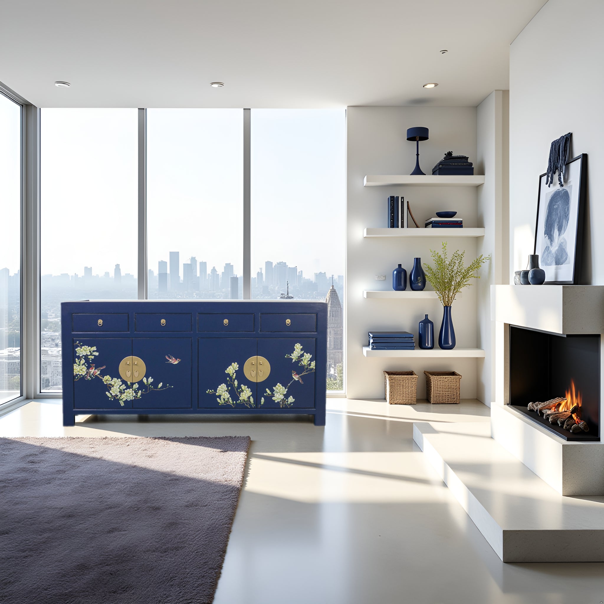 Fine Asianliving Chinese Dressoir Midnight Blauw