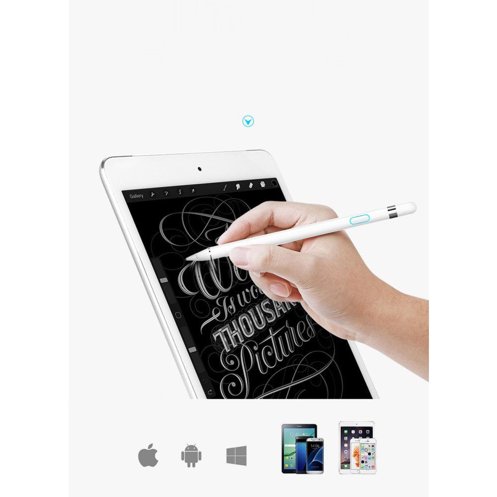 Aluminium Stylus Touch Pen mit extra feiner Spitze (IOS / Android) - Weiss