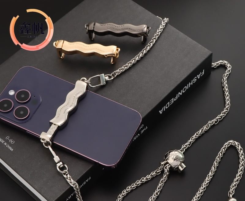 Porcini - Golvende clip-on telefoonkoord van legering / Lanyard van legering / Lanyard van imitatieleer / Set (verschillende ontwerpen)