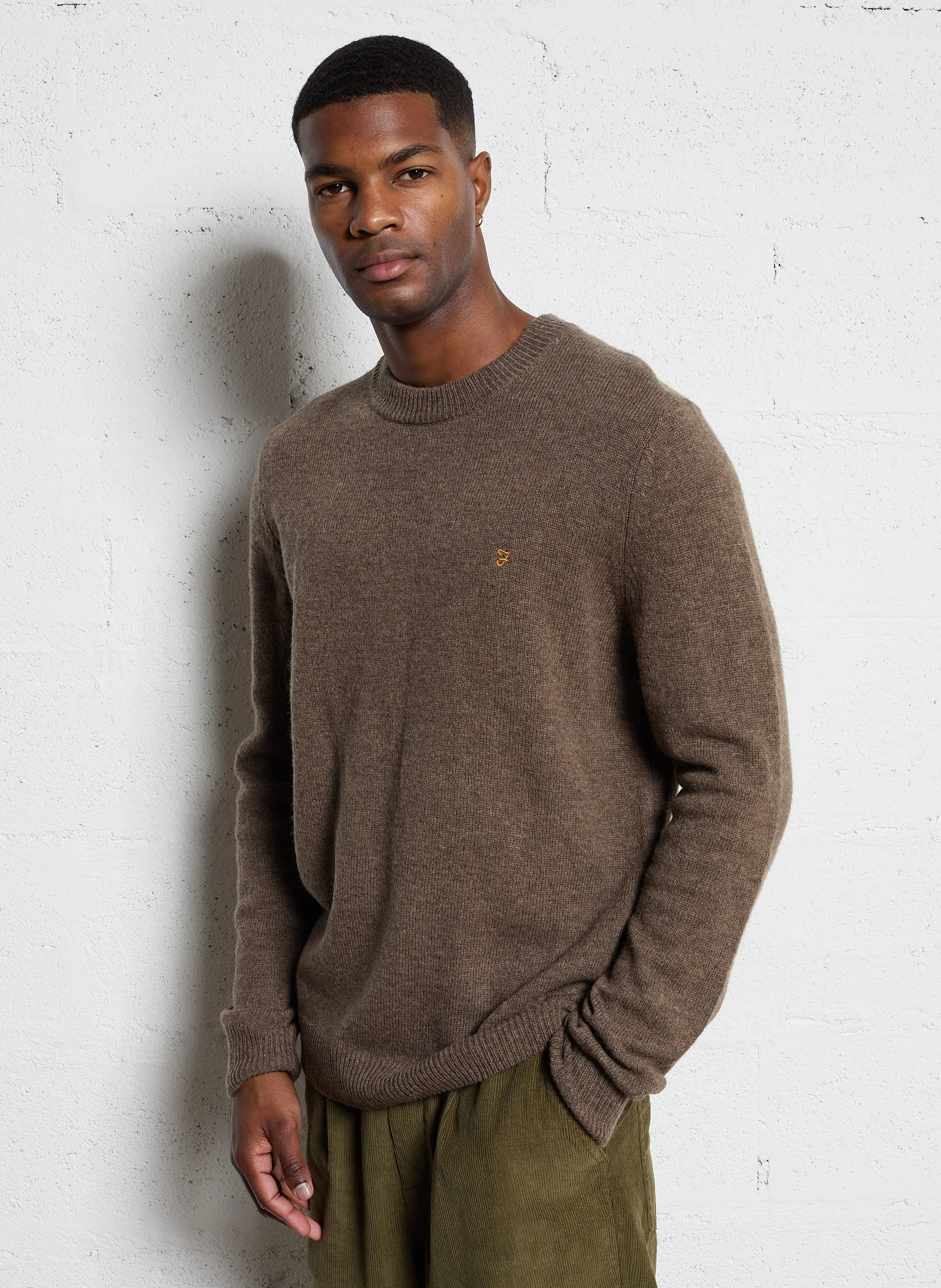 BIRCHALL - Pull col rond regular fit en laine | Gris