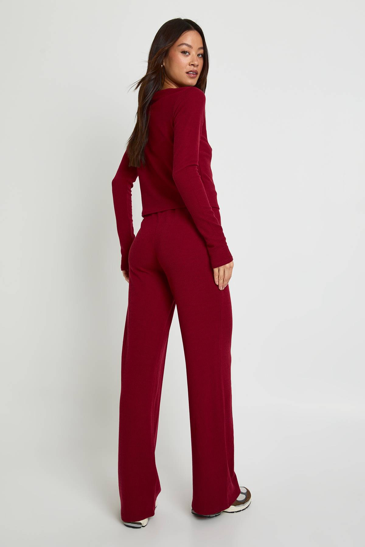 boohoo Cardigan long froissé & ensemble de pantalons à jambes larges