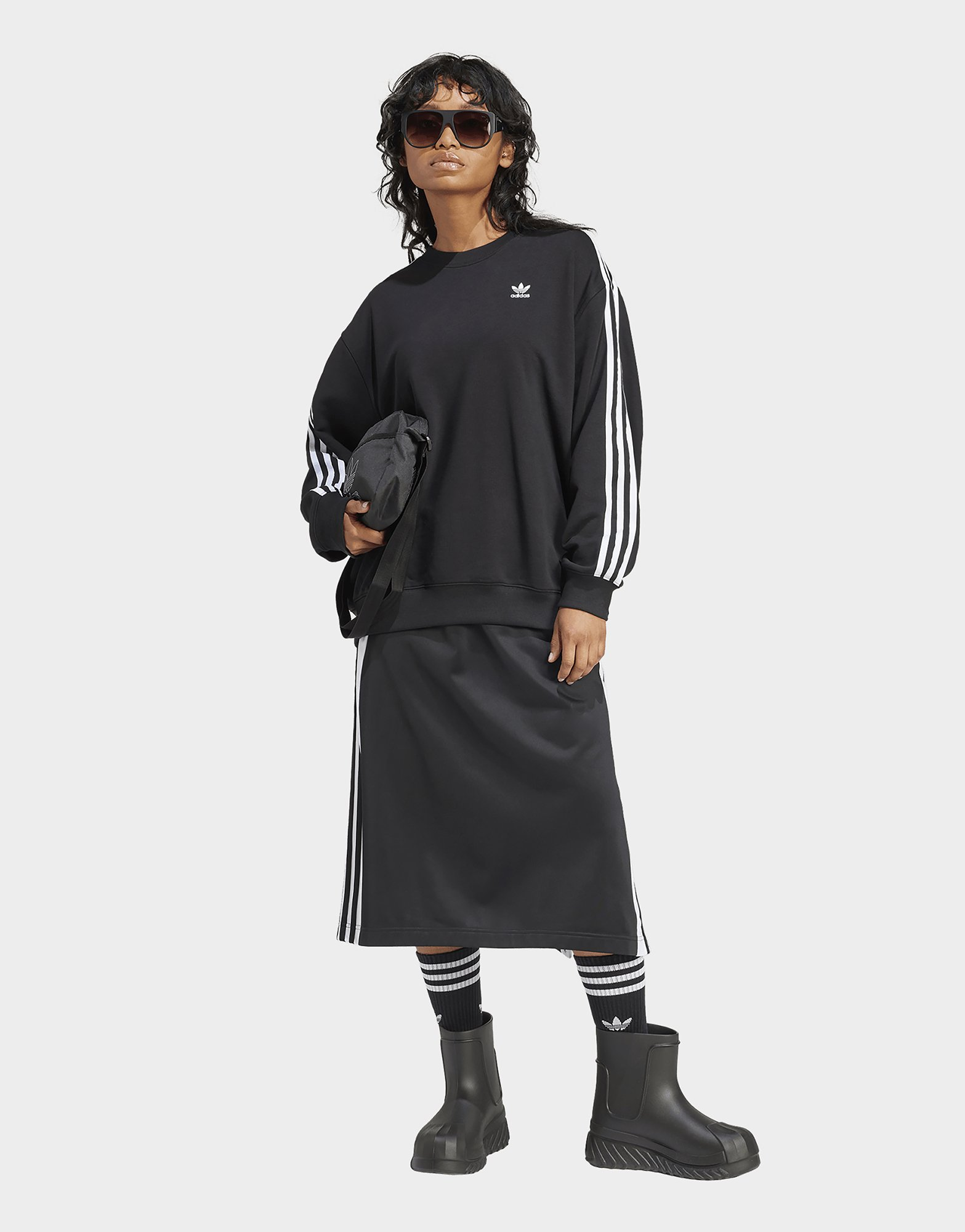 adidas Originals Sweat-shirt col rond oversize 3 bandes