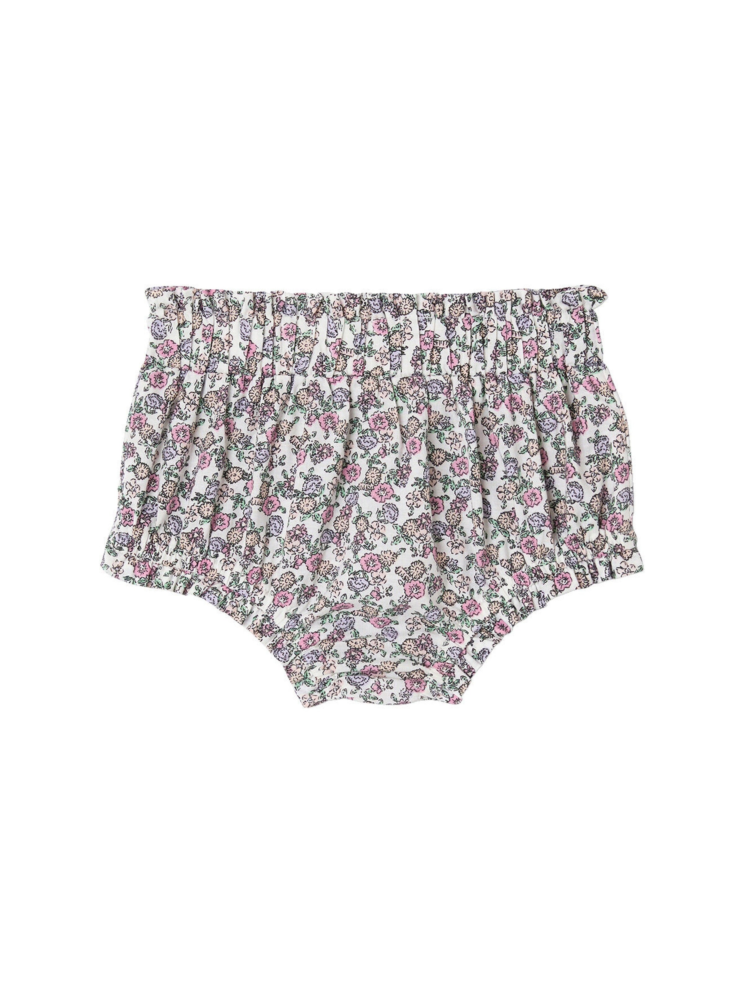 Vertbaudet Mädchen Baby Shorts mit Blumenmuster wollweiß