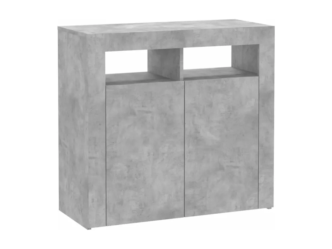 Buffet avec lumières LED gris béton 80x35x75 cm