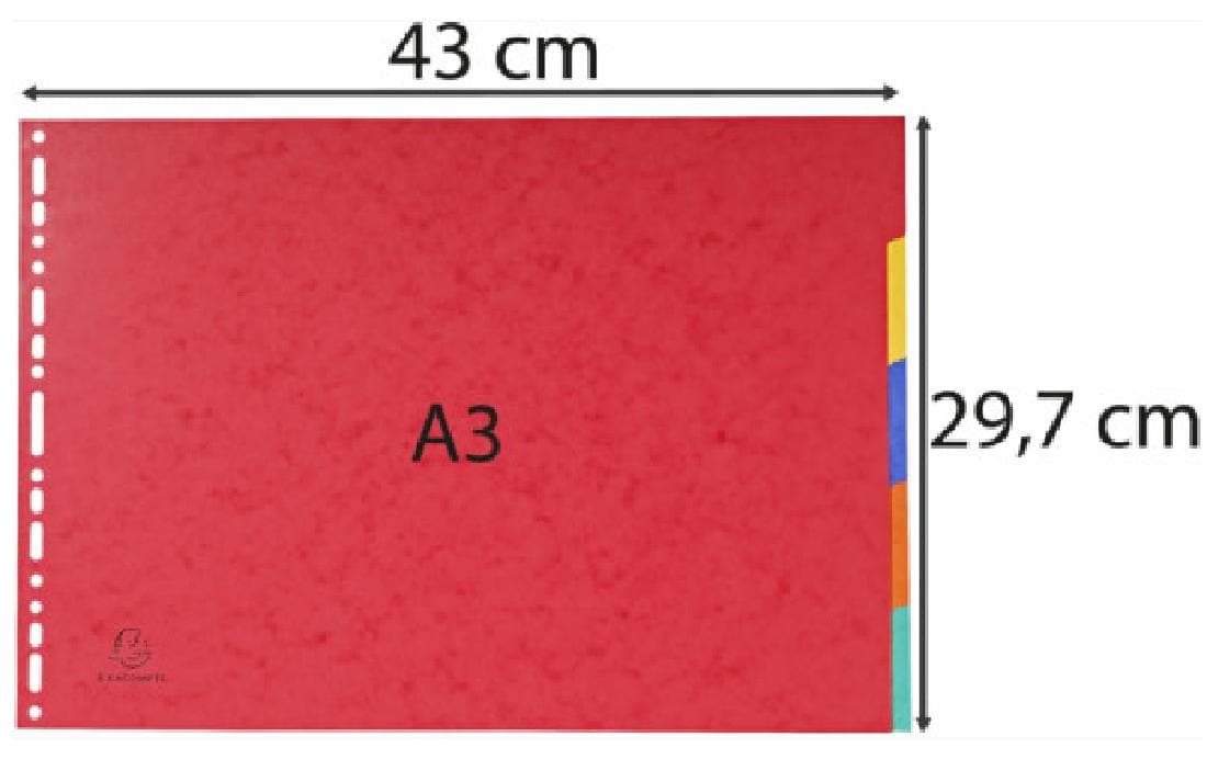 Register A3 quer 5 TabenTrennblätter aus Colorspan-Karton