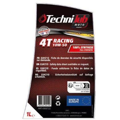 Huile moteur Technilub RACING 4T 10W-50 1L PIPETTE Universel