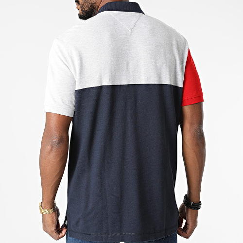 Polo Manches Courtes Colorblock 1333 Bleu Marine Gris Chiné