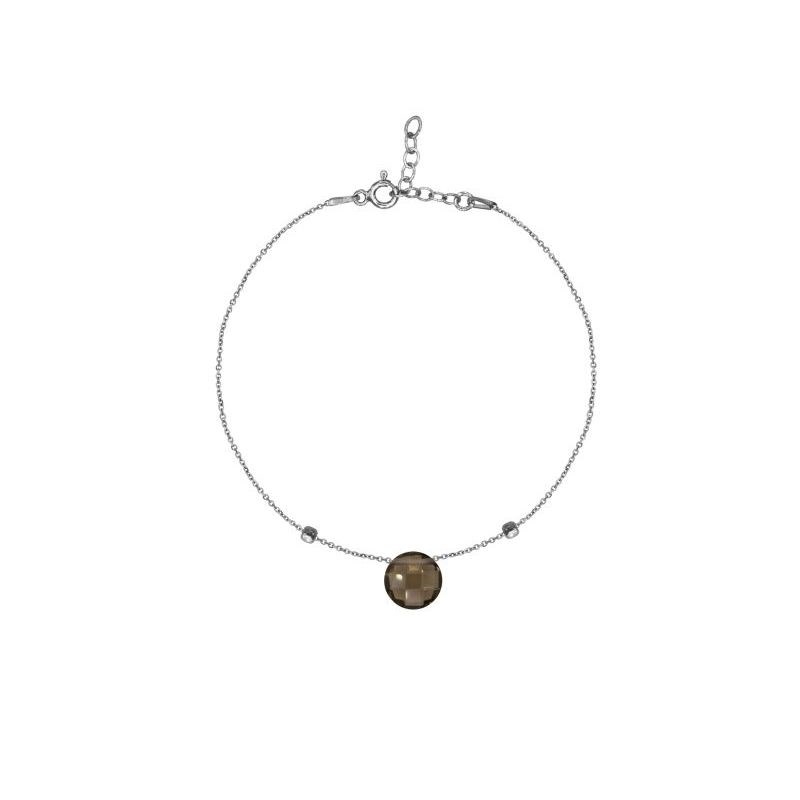 BRACELET QUARTZ FUME ARGENT RHODIE