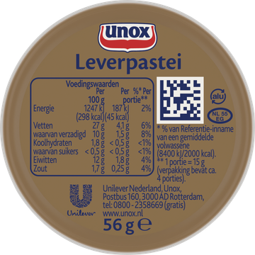 Unox Leverpastei Reguliere 6 x 56 g