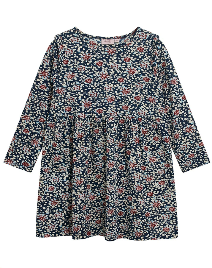 Langarm-Kleid MINI FLOWER geblümt in print blue