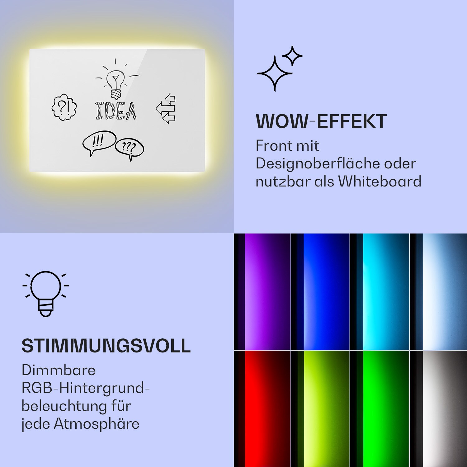Mojave 750 smart 2-in-1 Heizgerät Infrarot Konvektor 85x60cm 750W RGB-Licht