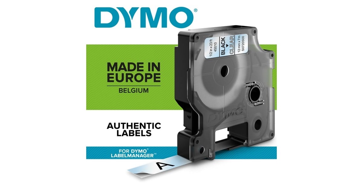 DymoD1 tapecassette zwart op wit, 9mm x 7m printlint  (10 stuks)