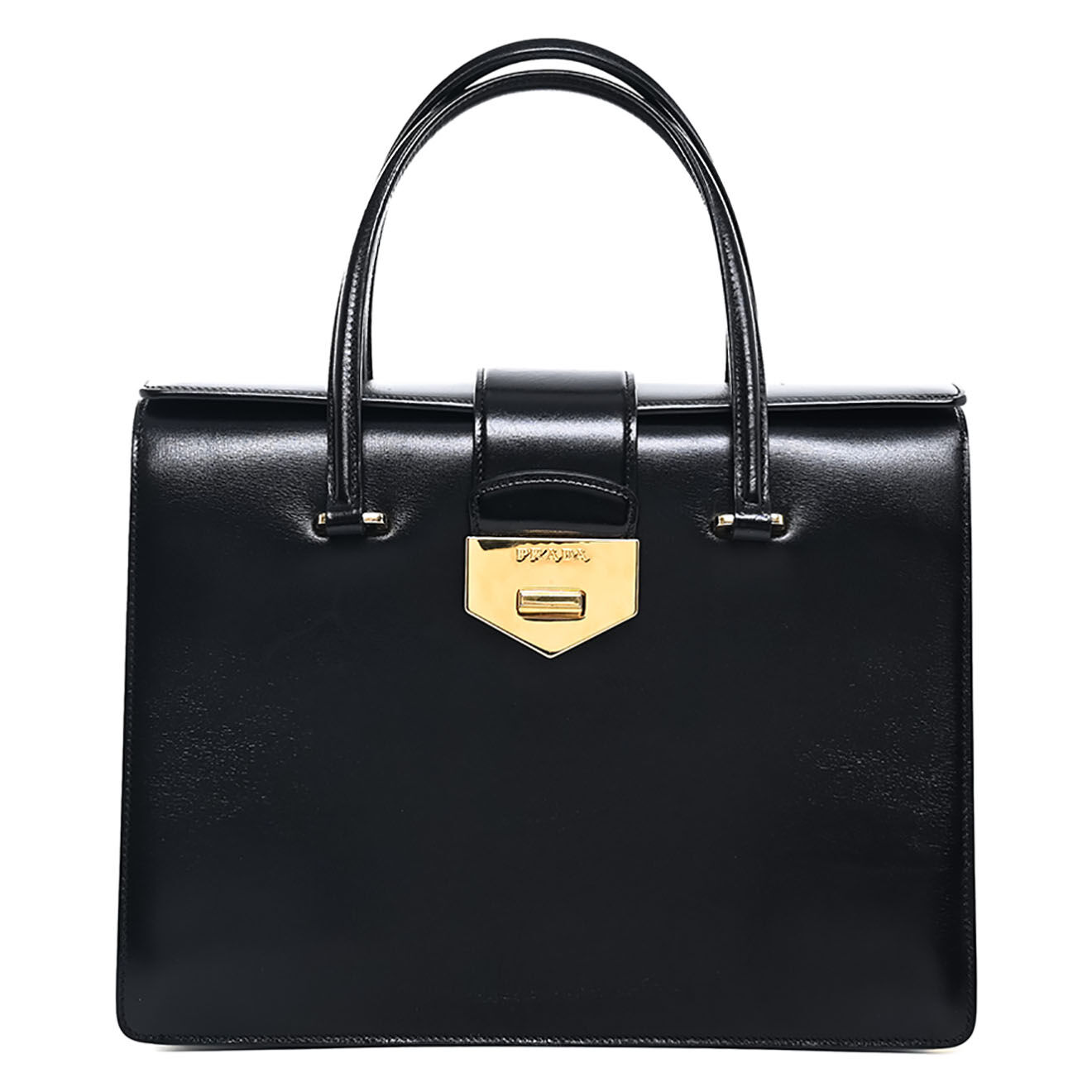 Prada Sac à main Cartable en Cuir noir - Très bon état - L.28 cm