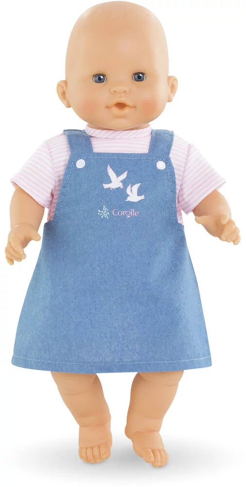 BB36 - ROBE MARINIERE ROSE BORDS DE LOIRE - VETEMENT POUR POUPON 36CM - COROLLE VETEMENTS