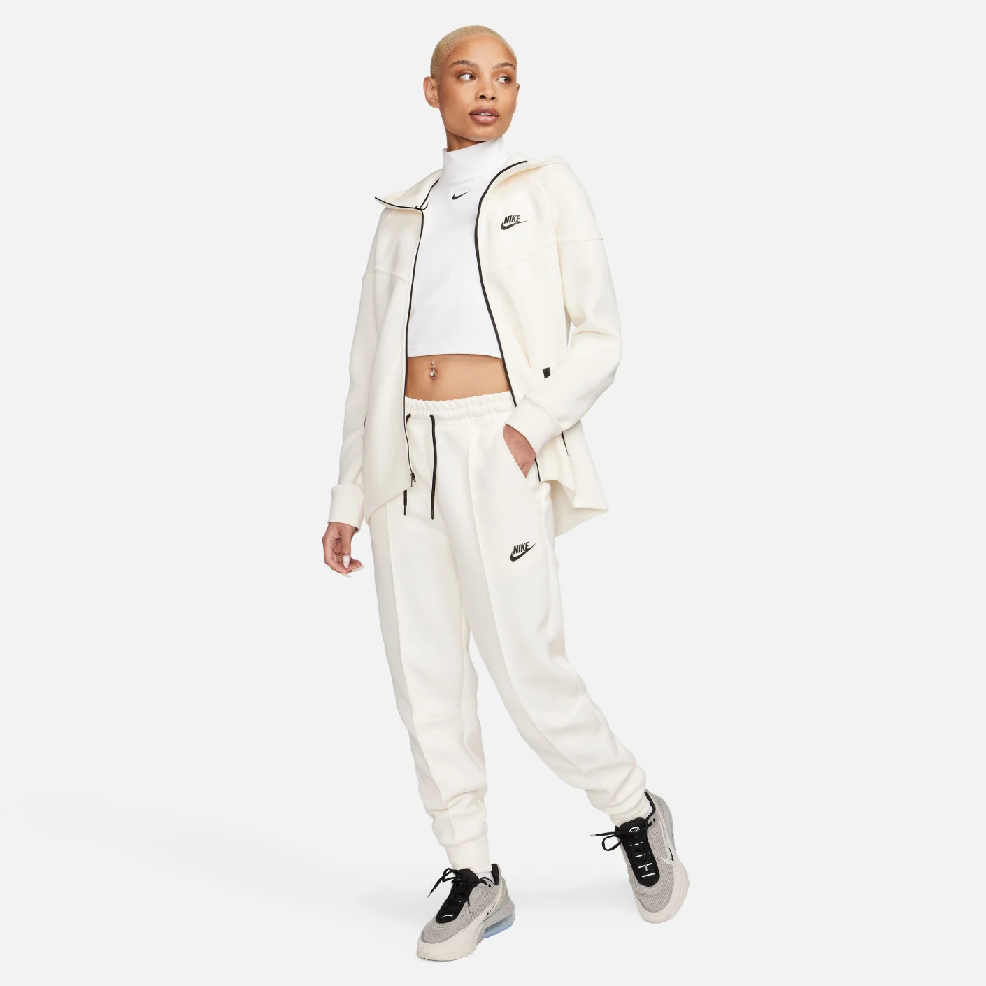 Nike Tech Fleece Sportswear Joggingbroek Dames Wit Zwart