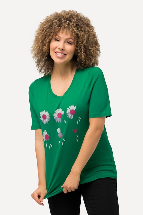 T-Shirt, Blüten, Classic, Rundhals, Halbarm