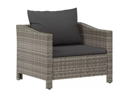 Fauteuil de jardin avec coussin Gris Résine tressée