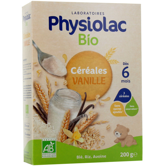 Céréales bébé goût vanille Physiolac Bio - Diversification alimentaire