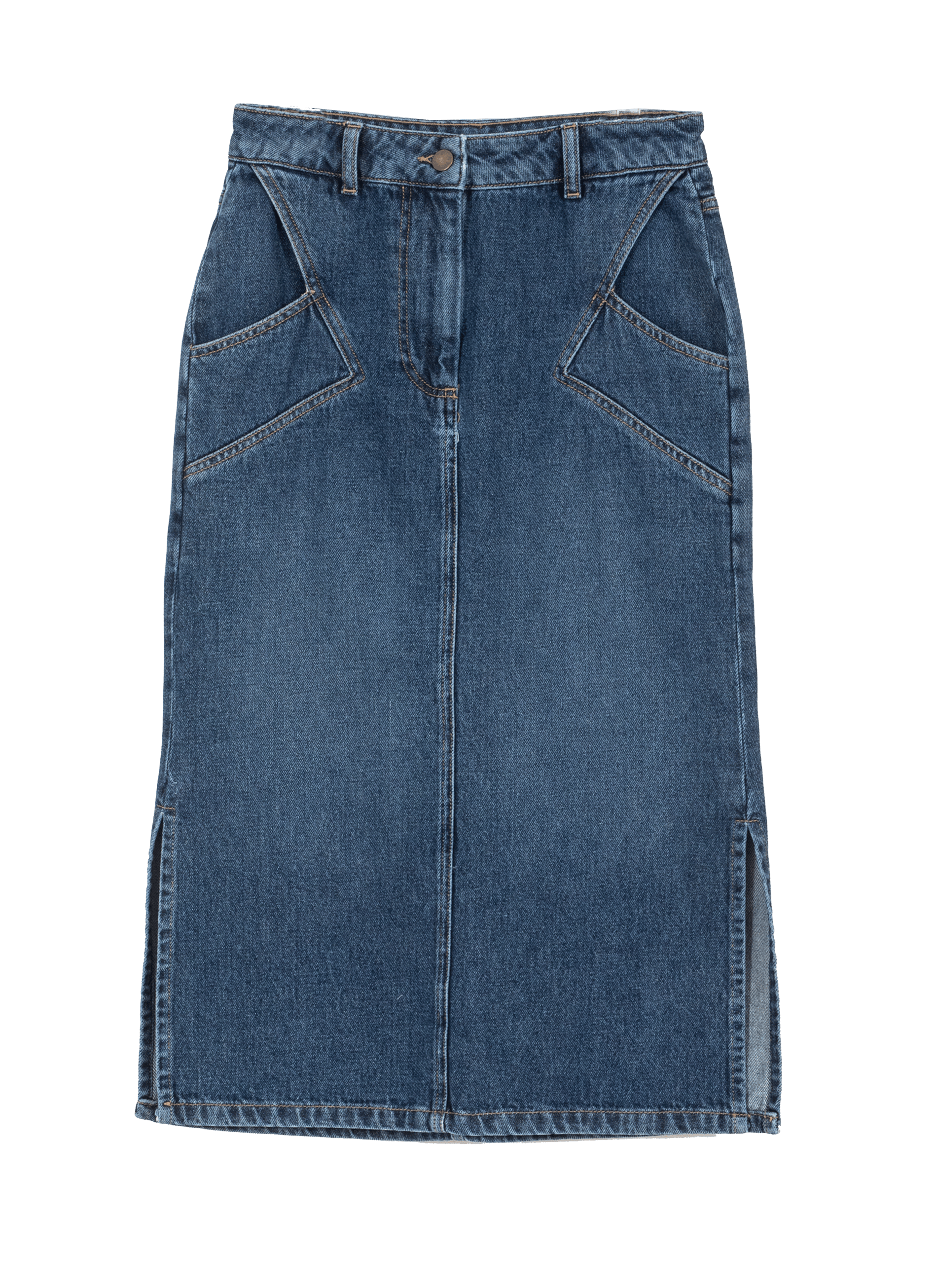 MARYLOU - Jupe mi-longue en jean| Bleu