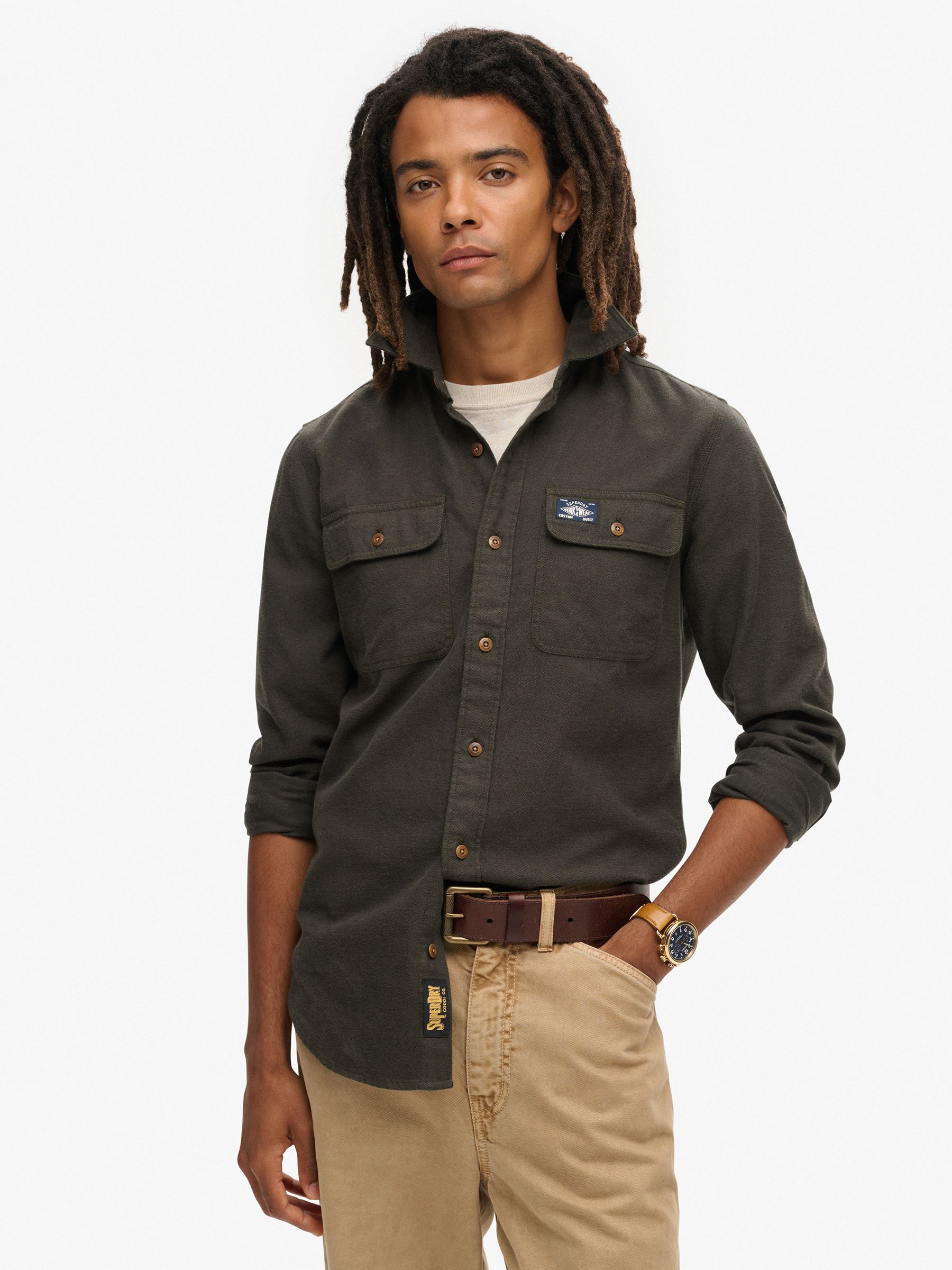Bieslookgroen - Superdry Trailsman overhemd met relaxte pasvorm