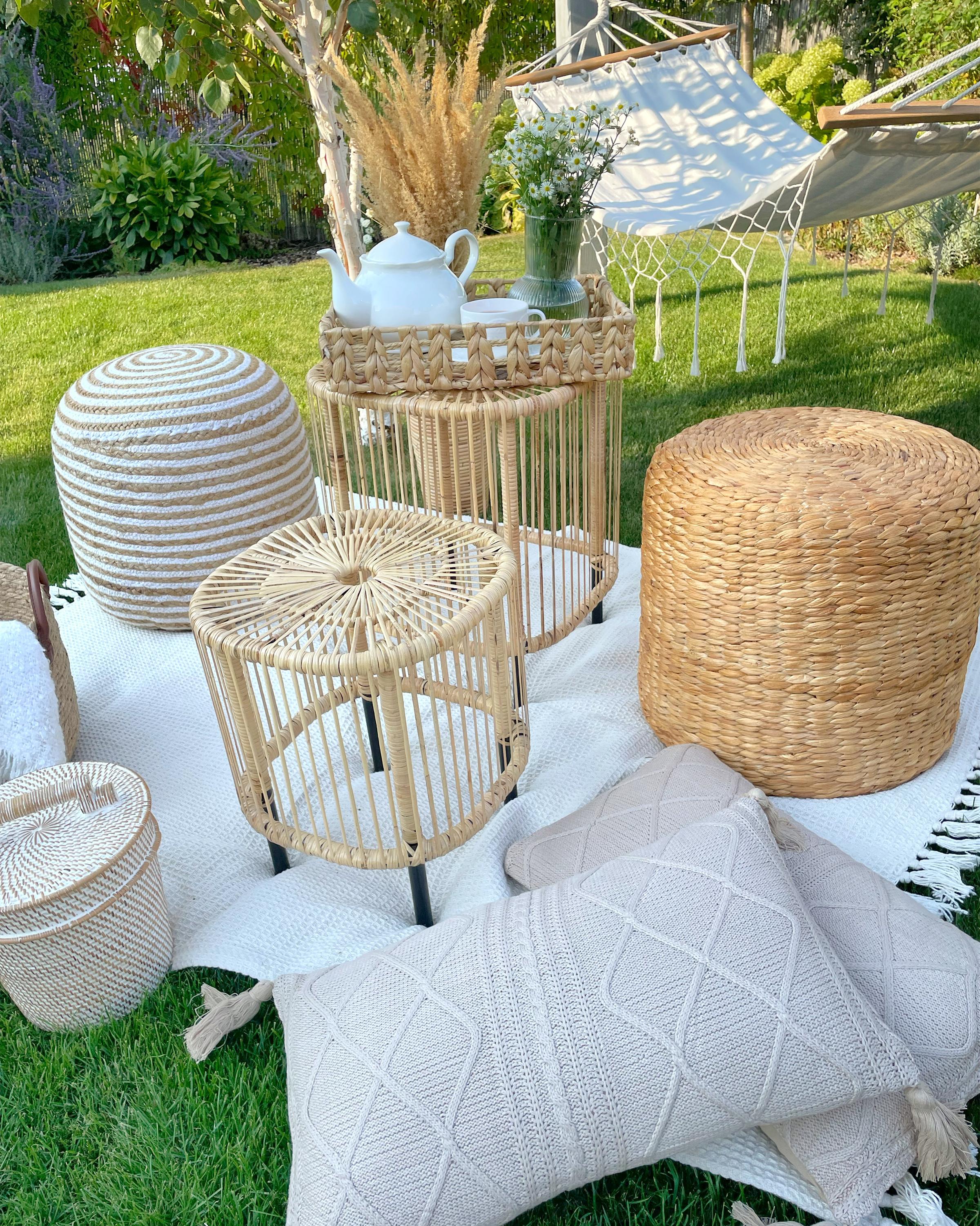 Poef RESAFA Jute Wit Beige
