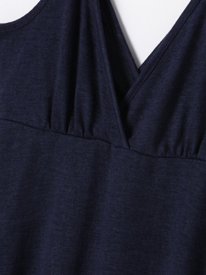 Vestido de alças finas com decote cruzado - Azul Marinho Escuro