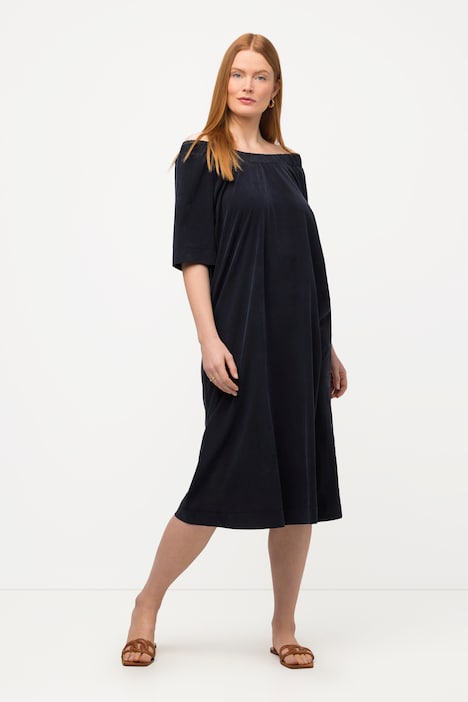 Midikleid, A-Linie, Carmen-Ausschnitt, Halbarm, Modal