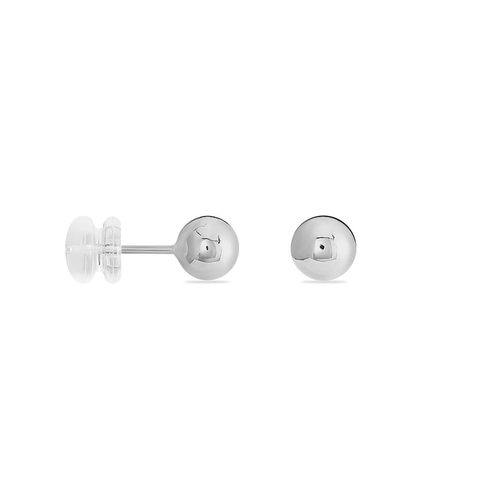 Boucles D'oreilles Puces Fidelia Boule Or Blanc