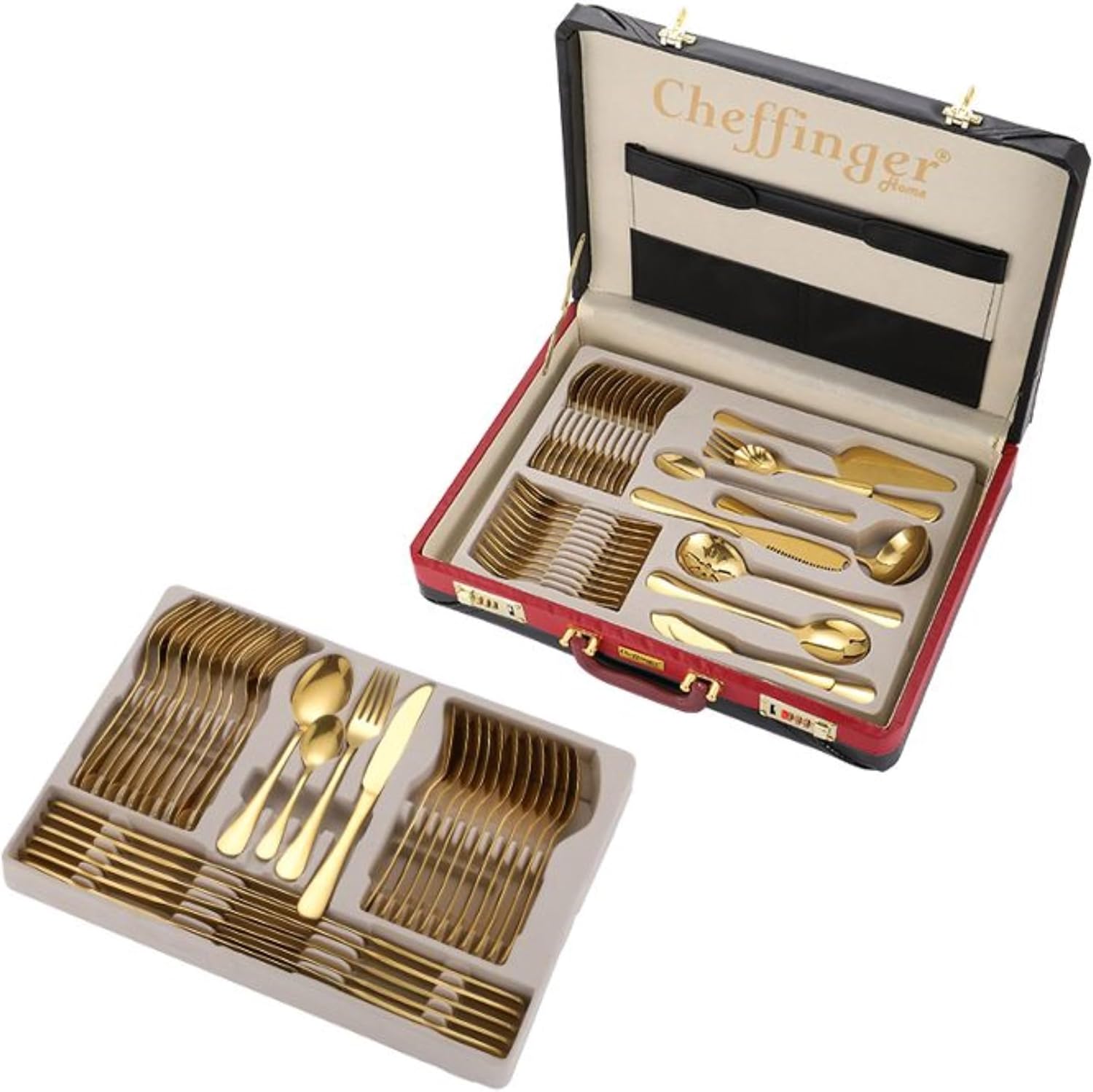 72 teiliges Besteck-Set für 12 Personen aus hochwertigem 18/10 Edelstahl in Gold
