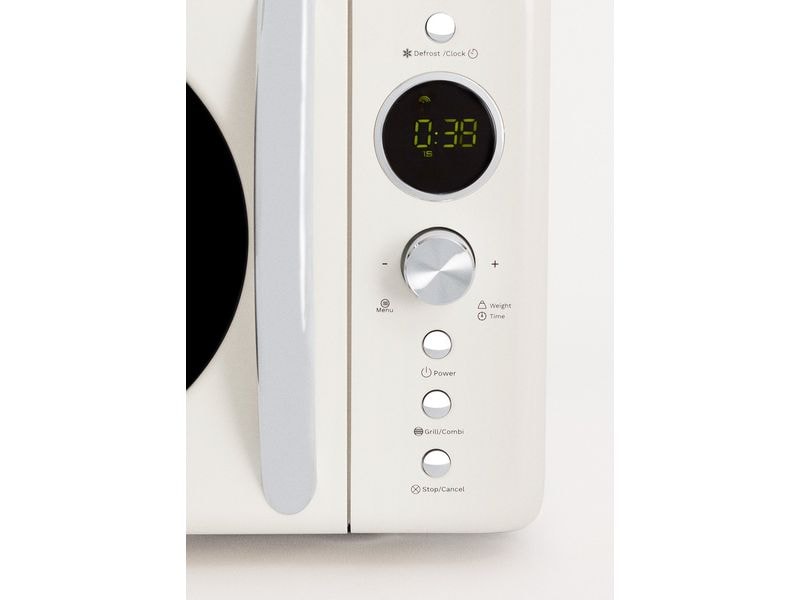 Create Mikrowelle Retro Wollweiss Retro-Mikrowelle mit Grill, Defrost und Autocook-Funktionen