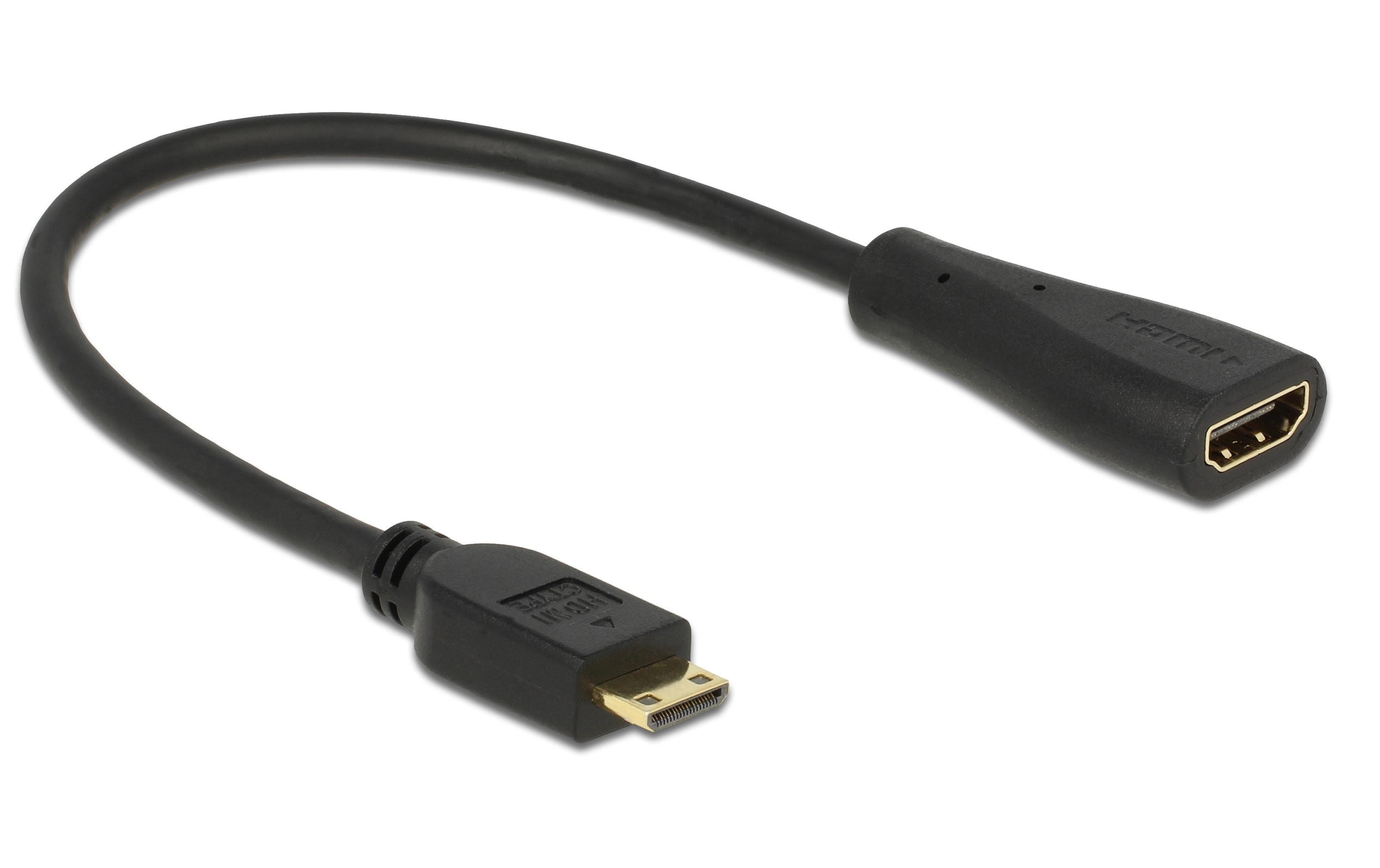 Adapterkabel Mini-HDMI (HDMI-C) - HDMIDelock Kabel High Speed HDMI mit Ethernet – mini C Stecker > A Buchse