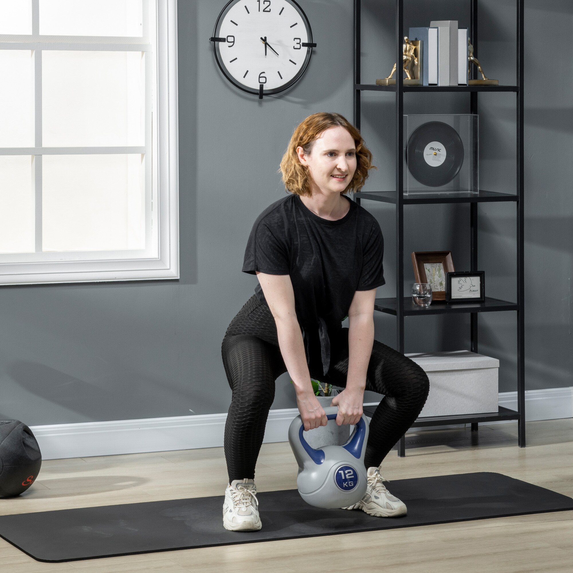 SPORTNOW Kettlebell mit Griff blau 24L x 17B x 28H cm