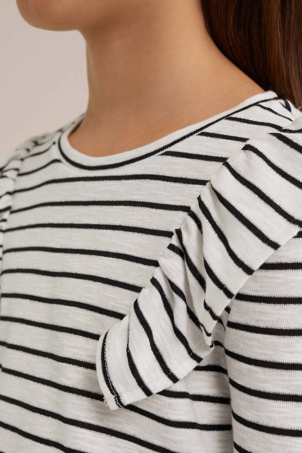 WE Fashion gestreepte longsleeve wit/zwart