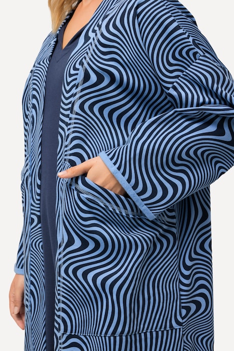 Loungewear-Langjacke, Oversized, offene Form, kuschelweich